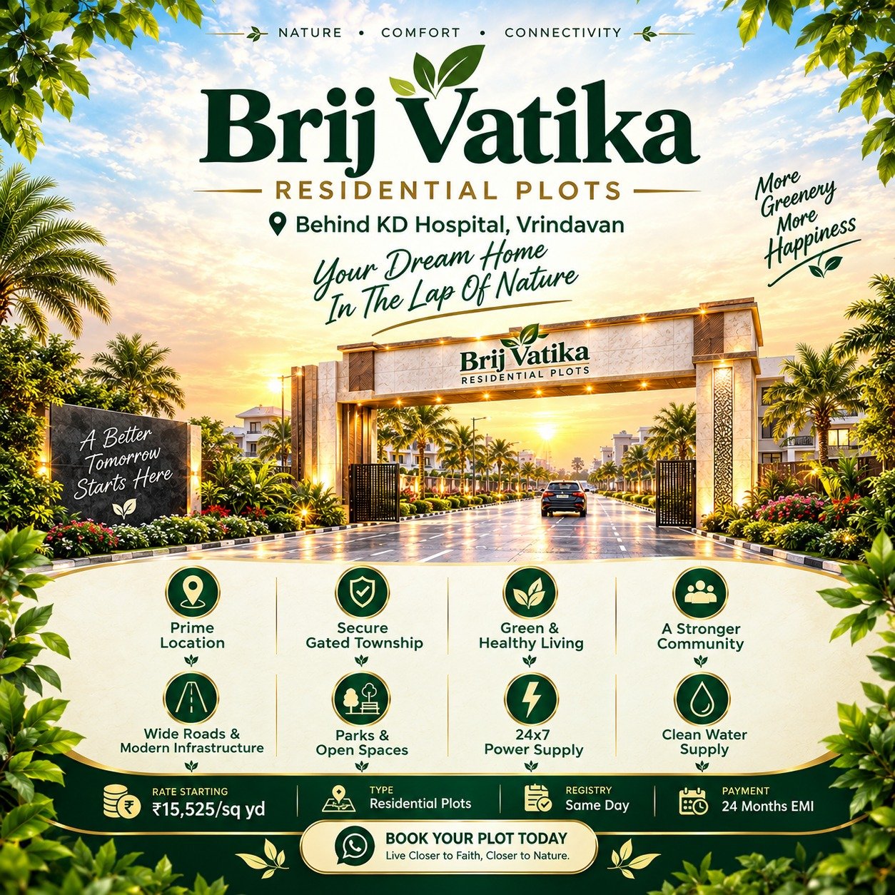 Brij Vatika plots in Vrindavan behind KD Hospital