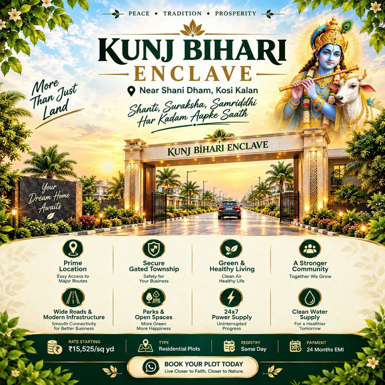 Kunj Bihari Enclave plots near Shani Dham, Kosi Kalan